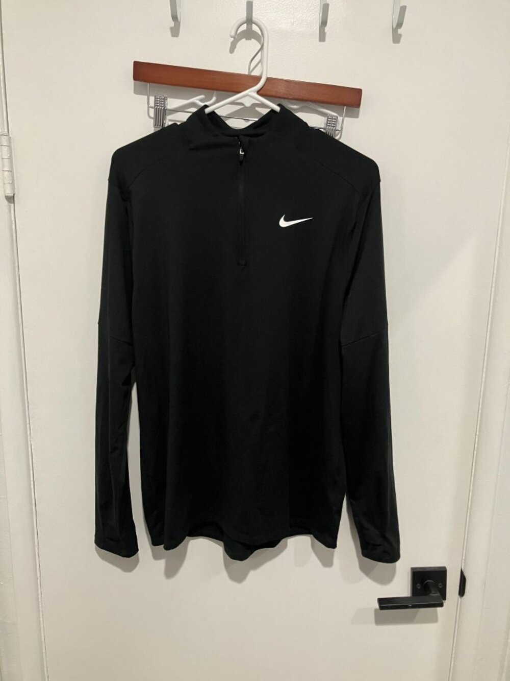 Nike Dri-Fit Men's 1/4 Zip Long Sleeve Running Top, Black, Size Medium